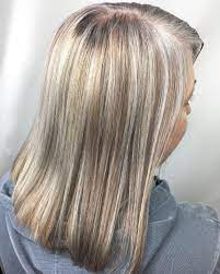 Grey Blending Highlights Dimensional Hair Color Silver Blonde Hair Silver Grey Hair