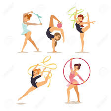Figuras De Chicas Que Realizan Ejercicios De Gimnasia Con El Aro ...
