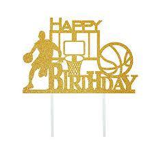 Mayflower products basketball party supplies nothin' but net birthday balloon. Anxdh Golden Flash Happy Birthday Cake Topper Birthday Party Cake Decoration Basketball Theme Cake Topper Amazon Com Grocery Gourmet Food