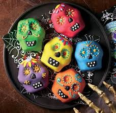 Day Of The Dead Muffin Skulls Recipe Halloween Recipes Asda Recipes Chocolate Garnishes
