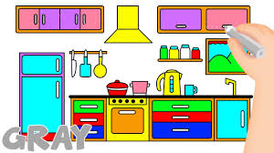 Smart draw is a comprehensive piece of kitchen planning software with free, easy to use software as well as enterprise level licensed software. Simple Drawing Of Kitchen Set Toddler Of Ages 2 3 And 4 Learn Coloring Cool Kitchenette Youtube