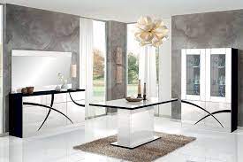La salle à manger design krista apportera une touche raffinée et lumineuse dans votre pièce grâce à son coloris laqué ultra tendance. Salle A Manger Design Blanc Laque Et Noir Avec Eclairage Led Borgia 2 Salle A Manger Design Salle A Manger Noire Et Blanche Salle A Manger Contemporaine