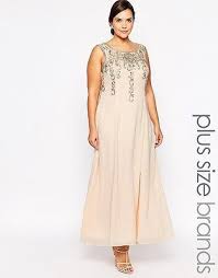 Lovedrobe Plus Size Beaded Maxi Evening Dress In Cream Uk 20 Eu 48 Us 16 Saias