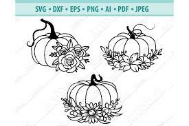 Download Floral Pumpkin Svg Flower Wreath Png Autumn Png Dxf Eps 721070 Cut Files Design Bundles