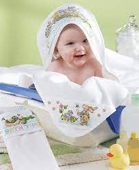 This baby bath towel from parker baby co. Cross Stitch Patterns To Welcome A New Baby