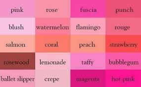 Llr Pink Color Chart Color Shades Colours Color Names
