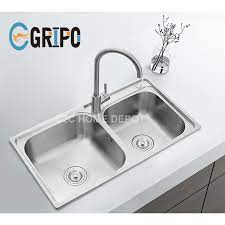 Maybe you would like to learn more about one of these? Gripo 304 Stainless Kitchen Sink 2 Bowls Gp7843ss Shopee Philippines