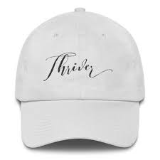 Thriver White Cotton Low Profile Baseball Cap With Etsy Baseball Cap White Cotton Adjustable Straps