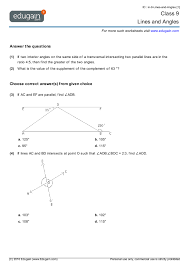 Mathematics questions and answers for class 8. Class 9 Lines And Angles Math Practice Questions Tests Worksheets Quizzes Assignments Edugain India