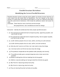 She spends a lot of time answering the phone, the typing of letters, and greeting visitors. Englishlinx Com Parallel Structure Worksheets