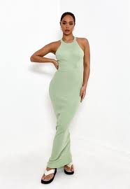 Clearance ~ turquoise maxi dress, sleeveless maxi dress, aline maxi dress, deep v neck knit maxi dress ~ all sizes. Tall Green Halterneck Knit Maxi Dress Missguided