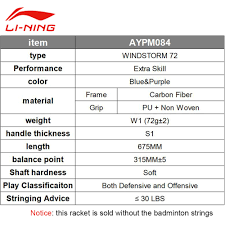 Us 90 99 30 Off 72g Super Light Li Ning 2017 Badminton Racket Newest Windstorm 72 High Pounds Up To 30lbs Aypm084 Racquets With Overgrip L707olb In