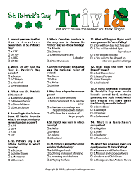 There's so much happening in this wonderful city that it's been so easy to come up with plenty of testing but entertaining and informative questions about the city. Printable Trivia 1 Classroom Sheet Free St Patrick S Day Trivia St Patrick S Day Games St Patricks Games