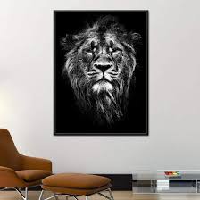 Black And White Lion Canvas Black And White Lion Portrait Canvas Set In 2020 Black And White Lion Big Canvas Art Lion Canvas