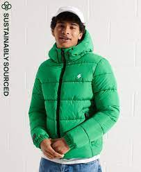 Mens - Hooded Sports Puffer Jacket in Oregon Green | Superdry