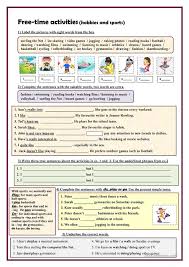 Free Time Activities Hobbies And Sports Exercises English Esl Worksheets Free Time Activities Words Time Activities