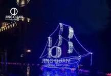 [Hot Item] LED Motif Ship Lights Christmas Holiday Decorations Giant Decorative Lights Fancy Metal String Sculptures