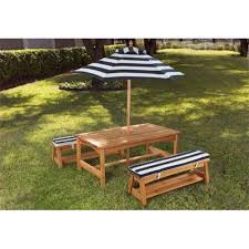 Kidkraft Outdoor Table Chair Set With Cushions Navy Stripes 00106 Outdoor Picnic Tables Kids Picnic Table Kids Outdoor Table