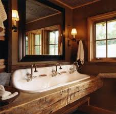 D vanity in reclaimed oak with engineered stone vanity top in crystal white with white sink. Top 70 Best Rustic Bathroom Ideas Vintage Designs