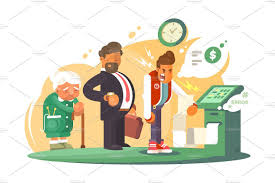 Bad Service At Bank Illustration Character Design Flat Design Illustration