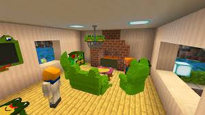You have the classic chair with signs on each side acting as armrests, you have the classic couch which is just stairs placed next to each other, and you have heaps of other designs. Froggy Furniture By House Of How Minecraft Marketplace Via Playthismap Com