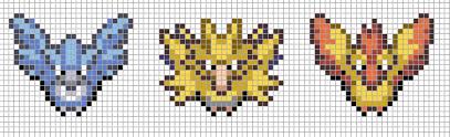 Mini Articuno Zapdos Moltres Pokemon Cross Stitch Perler Bead Art Pokemon Bead