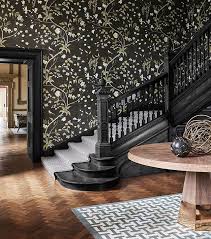 This Delicate Tree Of Life Wallpaper Which Has Been Taken From A Wall Hanging In Chambalon Castle Traditional Staircase Wallpaper Staircase Stairway Wallpaper