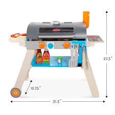 Amazon.com: Melissa & Doug Wooden Deluxe Barbecue Grill, Smoker and Pizza  Oven Play Food Toy for Pretend Play Cooking for Kids