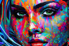 Beautiful Multicolor Female Digital Art Wall Painting Print