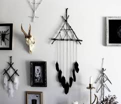 Babayaga Pagan Wall Hanging Dreamcatcher Triangle Wood And Feathers Pagan Decor Wall Hanging Witchy Decor