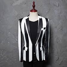 Black And White Striped Suit Jacket Men S Casual Striped Blazer Casual Suit Jacket Striped Blazer Casual Suit