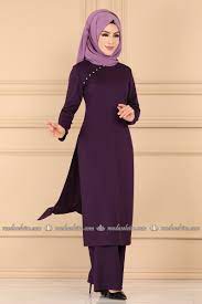 Aksesuar Dugmeli Ikili Tesettur Takim 2235ms212 Mor Moda Selvim Moda Stilleri Moda Mor