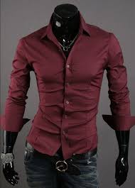 Wholesale Wine Red Fashion Men Long Sleeve Skinny Blends Dress Shirt M L Xl Xxl X13990 5922wr In Ef Smart Casual Shirts Casual Shirts For Men Mens Shirt Dress