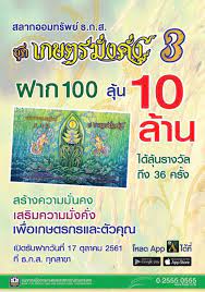 ธนาคารขอเรียนแจ้งให้ทราบรางวัลสลากออมทรัพย์เกษตรยั่งยืน รางวัลเลข 4 ตัว เสี่ยงหมวดมูลค่า 2,000,000 บาท จำนวน 1 รางวัล. à¸‚ à¸²à¸§à¸ªà¸²à¸£ à¸˜ à¸ à¸ª