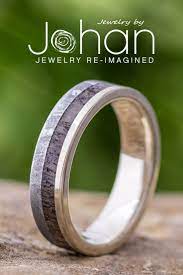Meteorite And Dinosaur Bone Men S Wedding Band White Gold Ring 2580 14k White Gold Wedding Band Meteorite Wedding Band Mens Wedding Bands