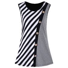 Black And White Striped Tank Top Outfit Plus Size Button Embellished Striped Tank Top Black White 3xl Mobile In 2020 Clothes Fashion Clothes For Women