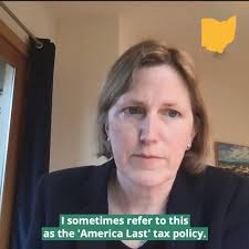 WATCH: I asked economist Kimberly Clausing whether our tax code encourages  CEOs to keep production in Ohio or ship jobs overseas., Her answer: we have  an "America Last" tax policy., That’s wrong, and ...