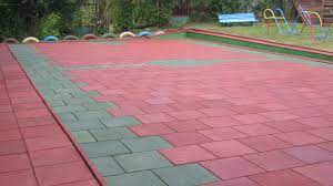 Buy revtime easy diy interlocked outdoor rubber tiles 20x20x1 (500x500x25mm) thick for playground, outdoor gym floor, sport floor, backyard play area, safety rubber paver (pack of 4): Outdoor Rubber Flooring At Yapi