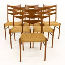 Niels Moller Style Mid Century Danish Teak Roped Ladder Back Dining Chairs Set Of 6 Mcm In 2020 Ladder Back Dining Chairs Dining Chairs Mid Century Danish