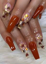 If you can't quite picture short acrylic nails, you're in luck. 22 Trendy Fall Nail Design Ideas Fall Leaves Brown Mani