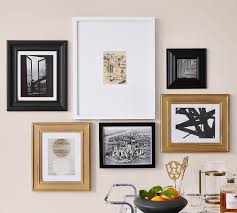 Black And Gold Picture Frames Uk Gallery In A Box Frames Gold Black Amp White Potterybarn Gold Gallery Wall Gallery Wall Frames Frame Wall Decor