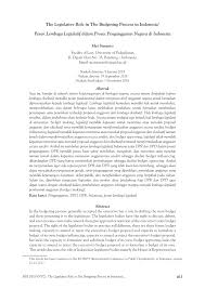 Pdf The Legislative Role In The Budgeting Process In Indonesia Peran Badan Legislatif Dalam Proses Penganggaran Negara Di Indonesia