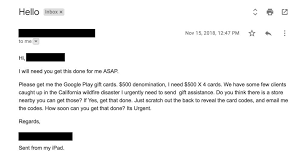 Gift card scams are nothing new, but there is a new avenue for thieves to go after your money. New Bec Scams Take Advantage Of The California Wildfires