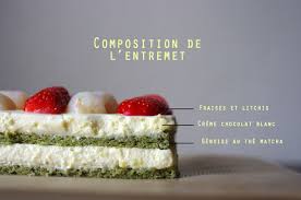 Entremet Matcha Chocolat Blanc Litchis Et Fraises Matcha Cake Food Entremet
