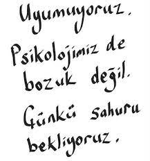 uyumuyoruz psikolojimiz de bozuk degil cunku sahuru bekliyoruz mizah matrak komik espri saka girgir ko psikoloji hoslanma sozleri ilham verici sozler
