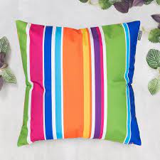 Beliani.co.uk » cushions » outdoor cushions. Technicolour Striped Print Outdoor Cushion
