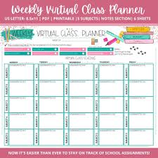 Girl S Weekly Virtual Class Schedule Planner Printable Etsy In 2021 Class Schedule Planner Virtual Class Class Planner