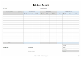 It is recommended that employees keep these receipts for their personal. Job Cost Record Template Double Entry Bookkeeping