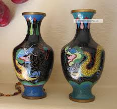 Antique Chinese Cloisonne Vases Set Of 2 Dragon With Five Toes Vase Cloisonne Antiques