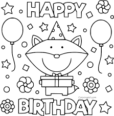 Seven candles on birthday cake. Fox Wishes Happy Birthday Coloring Page Coloringall